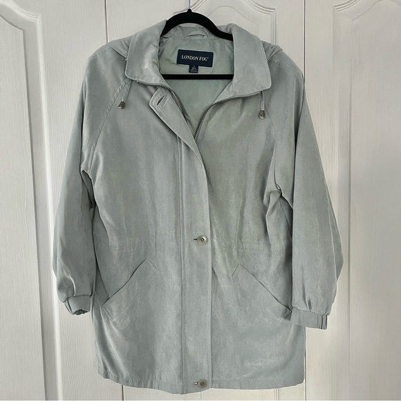 London Fog Jackets & Blazers - London Fog Jacket S Light Blue Coat Removable Hood Pockets Zip up soft